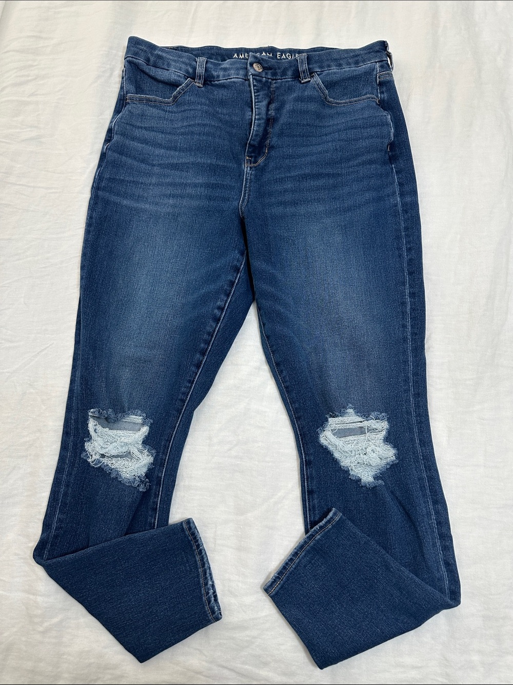 American Eagle Outfitters Skinny Distressed Dark Blue Jeans